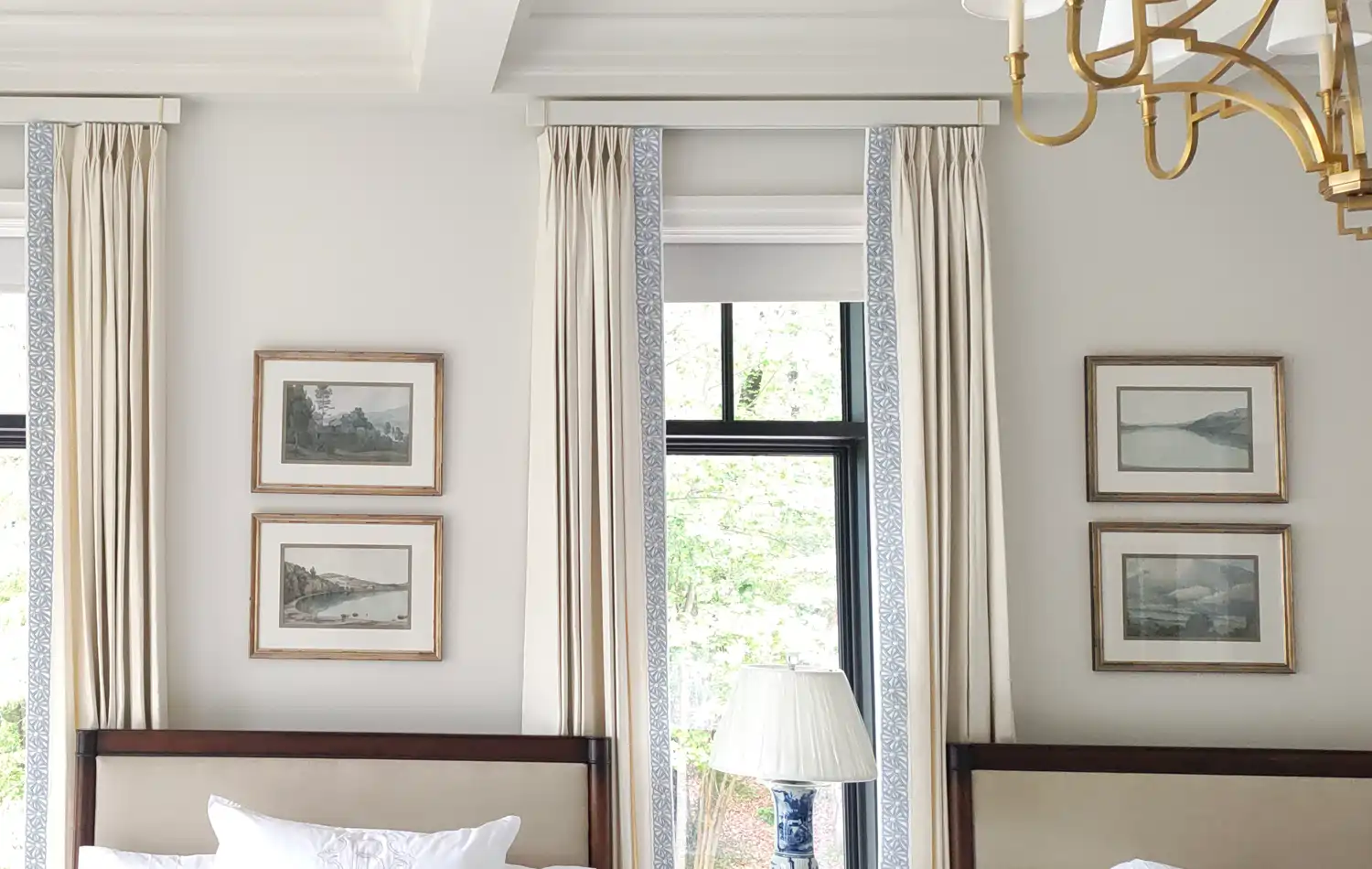 Black drapery hardware installed in a contemporary interior